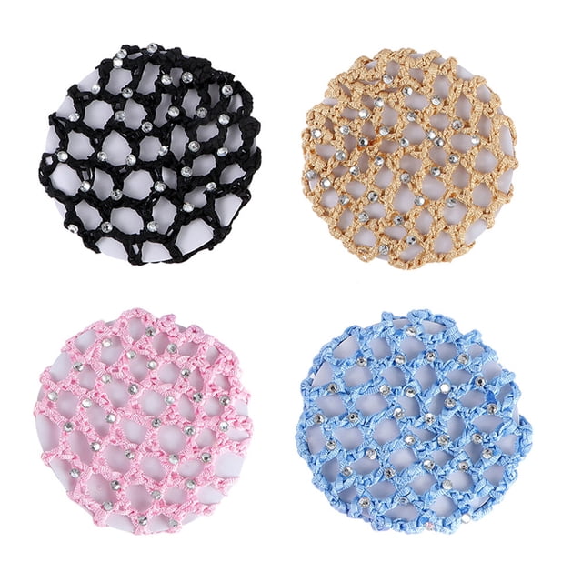 Miangastore 4Pcs Elastic Hair Snood Ruffles Hair Nets Headdress for Ballet Dance Performance