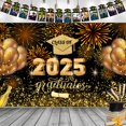 thumbnail image 2 of 2025 Class Graduation Photography Black And Gold Bachelor Cap Balloon Grad Congrats Banner Background Congrats Grad Prom Banner Background, 2 of 8