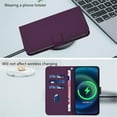 thumbnail image 4 of Wallet Case Compatible for iPhone 15 Plus, PU Leather Magnetic Closure Protective Flip Folio Case with 3 Card Holder and Wrist Strap Cover Women Men,Violet,For iPhone 15 Plus, 4 of 7