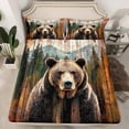 thumbnail image 2 of Homewish Woodland Animal Bear Bed Sheets,Olad Barn Door King Sheets,Rustic Farmhouse Cabin Sheet Set For Boys Kids,Luxury Bedroom Decor,4pcs, 2 of 7