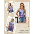 thumbnail image 4 of Nlife Women Floral Graphic Printed V Neck Sleeveless Gradient T-shirt, 4 of 7