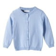 thumbnail image 1 of OUSITAID Little Girls Cute Crew Neck Long Sleeve Button-Down Solid Cotton Fine Knit Cardigan Sweaters, 1 of 7