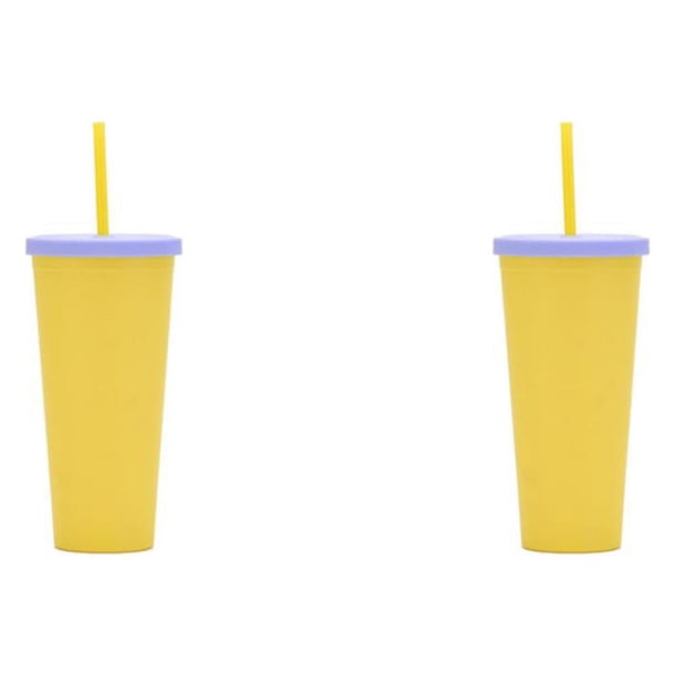 Matsuzay Taza de paja de plástico de doble capa, botella de café, tazas heladas cómodas a la moda, vaso de verano para el hogar, la oficina y Type2 NO2