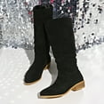 thumbnail image 6 of Xiaoxatg Women's Mid-Calf Boots Plus Size Round Head Solid Color Thick Heel Wrinkled Suede Boots for Autumn and Winter 6.5 Black, 6 of 9
