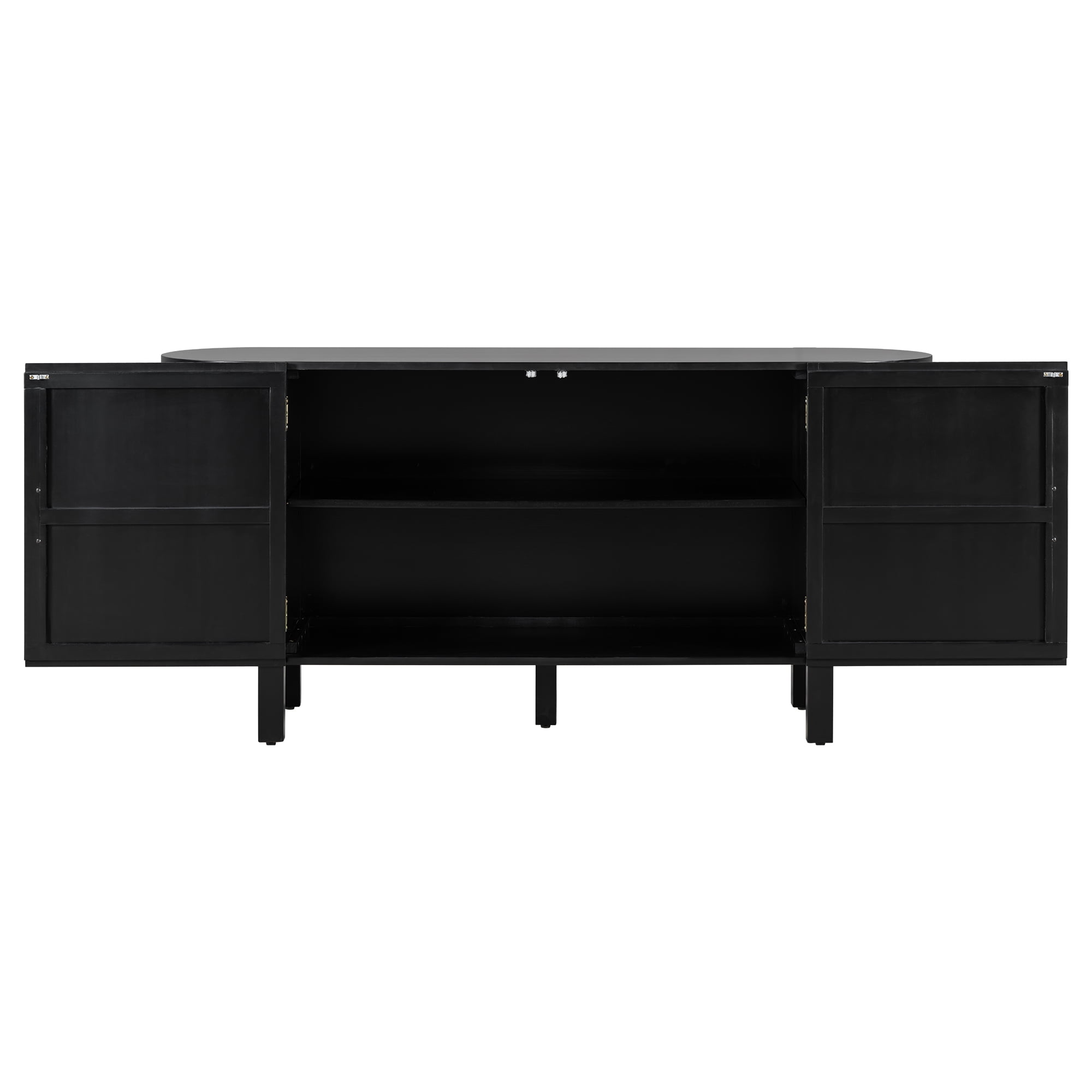 Euroco Sideboard Buffet Cabinet with Storage, 59.8" Mid Century Sideboard Cabinet with Double-layer Curved Extension Shelf & Metal Handle,Credenza Coffee Bar for Kitchen Living Room,Black