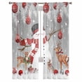 thumbnail image 3 of Grey Christmas Sheer Curtains 84 Inches Long 2 Panels Set, Window Sheer Curtains for Living Room/Bedroom, Snowman Elk Balls Snowflake Xmas Light Filtering Rod Pocket Curtain 52'' x 84'' x 2, 3 of 7