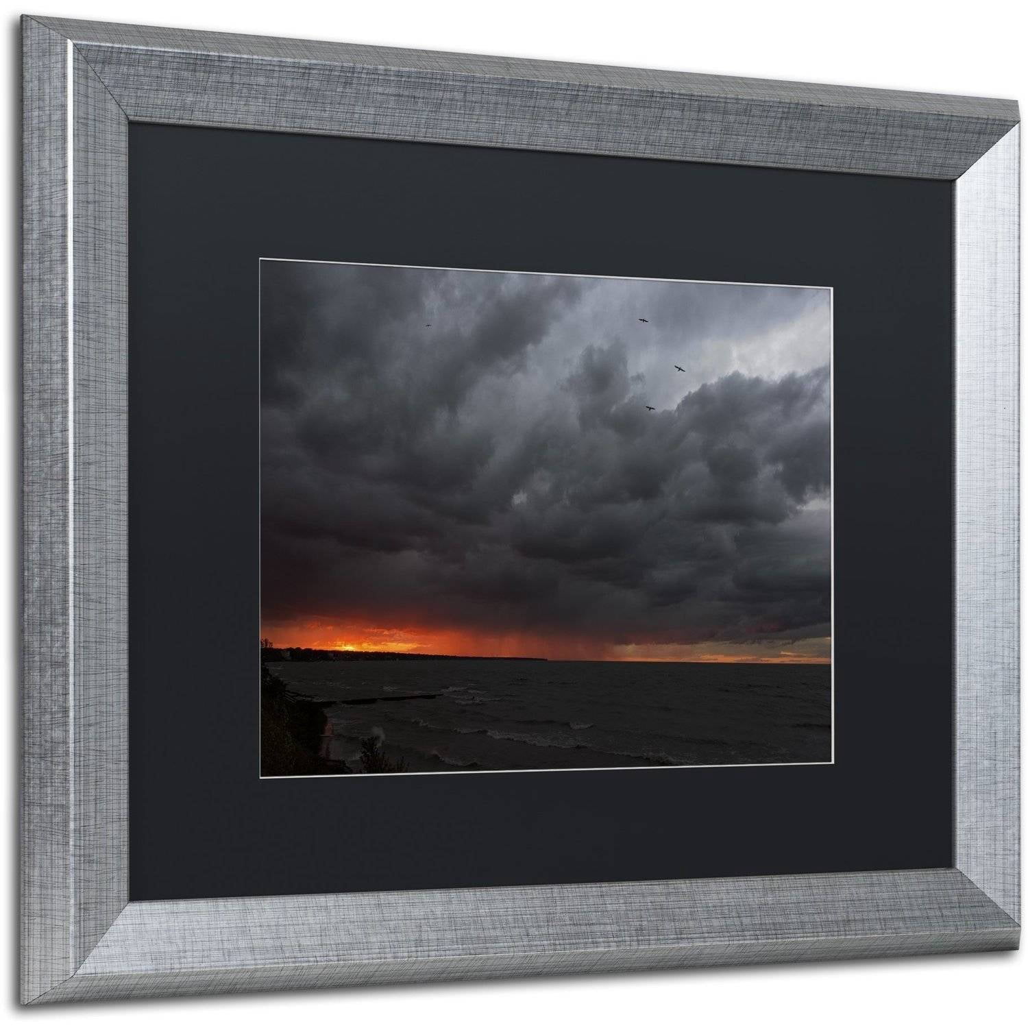 Trademark Fine Art "Stormy October Sunset" Canvas Art by Kurt Shaffer, Black Matte, Silver Frame