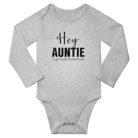 

Hey Auntie I Can t Wait To Meet You Cute Baby Long Sleeve Jumpsuits Clothes Boy Girl Unisex (Gray 6M)