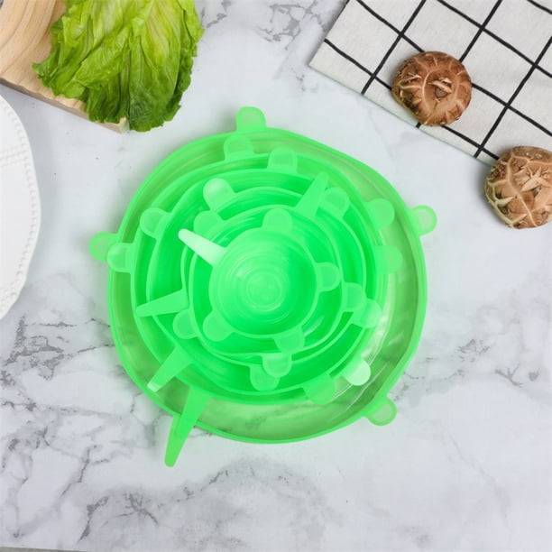 Juego de 6 fundas de silicona para conservación de alimentos frescos Explosions, de película extensible multifuncional para conservación de alimentos frescos y frutas, funda para cuencos