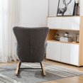 thumbnail image 6 of JINS & VICO Rocking Chair, Teddy Upholstered Accent Rocking Chair with Metal Frame & Solid Wood Leg and Tall Back, Single Padded Seat Armchair for Living Room Bedroom, Grey, 6 of 7