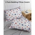 thumbnail image 2 of Independence Day Queen Pillow Cases Set of 2 - Microfiber Bed Throw Pillow Covers, Red Blue Star Firework Wooden Grain Decorative Lumbar Pillow Cover with Envelope Closure for Sofa/Travel 20"x30", 2 of 6