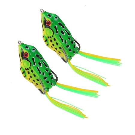 CEORPER 2Pcs Soft Silicone Fishing Baits Simulated Frogs Fishing Lures with Hook