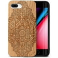 thumbnail image 1 of Case Yard Wooden Case Outside Soft TPU Silicone, Slim Fit Shockproof Wood Protective Phone Cover for Girls Boys Men and Women, Supports Wireless Charging Bohemian Flower Design case for iPhone-8-Plus, 1 of 7