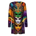 thumbnail image 6 of Cavosen Mardi Gras Open Front Cardigan for Women with Pocket Duster Graphic Print Holiday Cardigan Long Sleeve Lightweight Festival Sweaters Slouchy Summer Beach Outwear XL, 6 of 6
