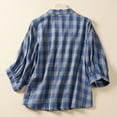 thumbnail image 4 of Fznquz Womens Tops Fall Winter Button Up Casual Shirt 2025 Plaid Blue Cotton Linen Women Tee Shirts, 4 of 4
