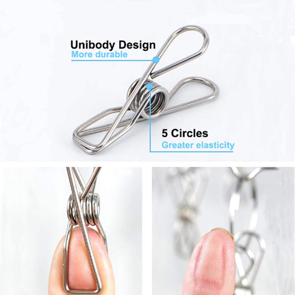 Clothes Hanger with 10 Clips Laundry Drying Rack 6 Pack, Clothes Drying Rack Stainless Steel Sock Hangers Windproof Clip and Drip Hanger for Drying Socks, Bras, Towel, Underwear, Baby Clothes