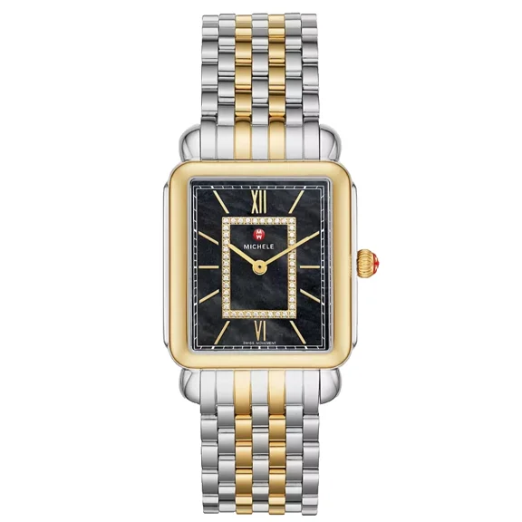 Michele Deco II MWW06X000050 Black Dial Two Tone Bracelet 32MM Womens Watch