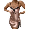 thumbnail image 2 of VSNOW Sexy Lingerie Women Lace Satin Babydoll V Neck Sleeveless Sleepwear Nightdress, 2 of 4