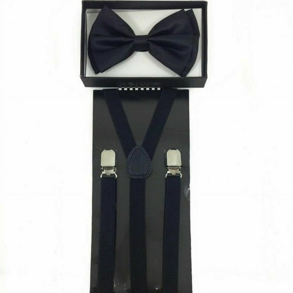 SKINNY Black Suspenders and Bow Tie Combo Set for Adults Women Men Teens Wedding - New with box/tags