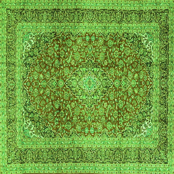 Ahgly Company Indoor Square Medallion Green Traditional Area Rugs, 7' Square