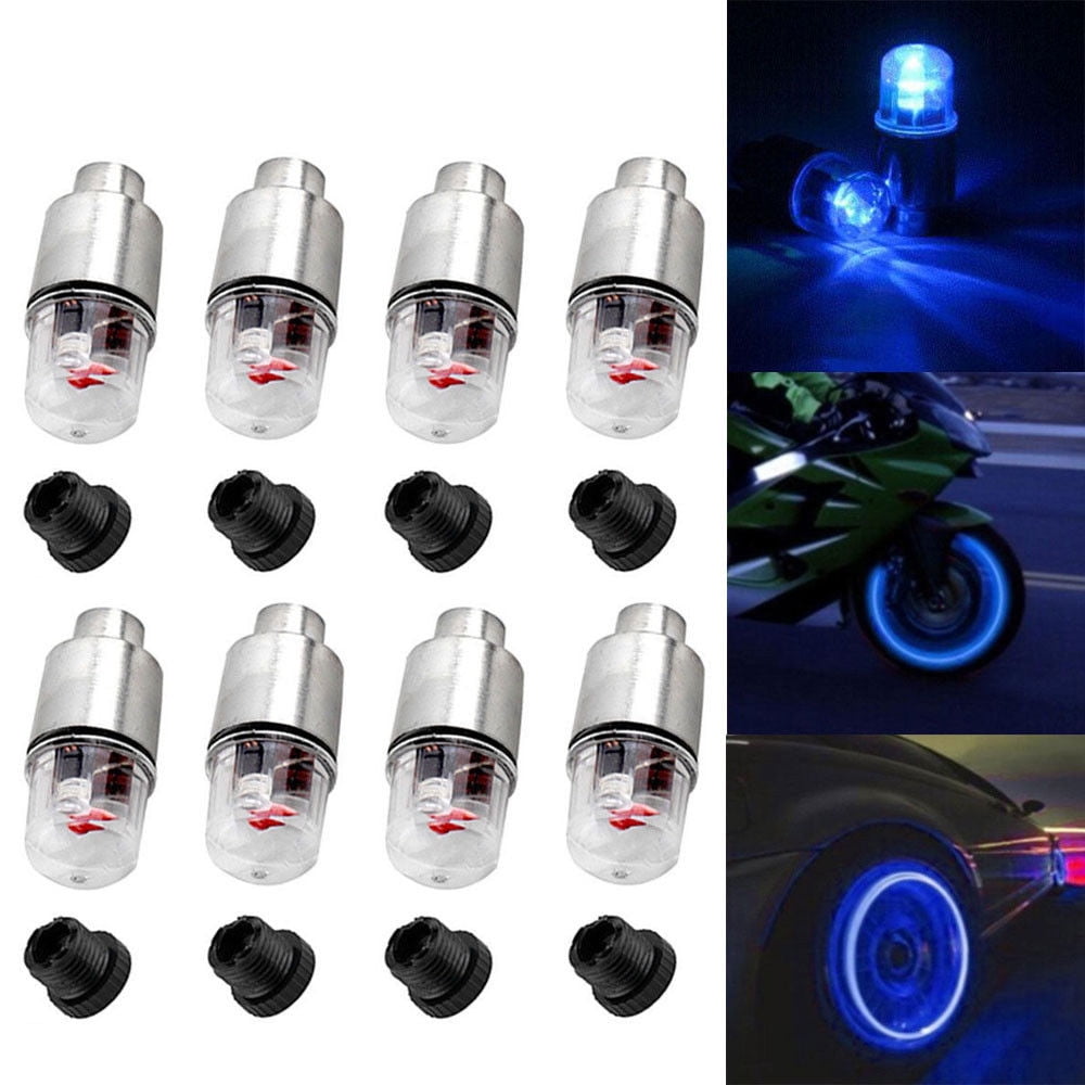 1 Pairs Valve Dust Cap Tyre Colour LED Neon Car Bike Wheel Light Safety UK 