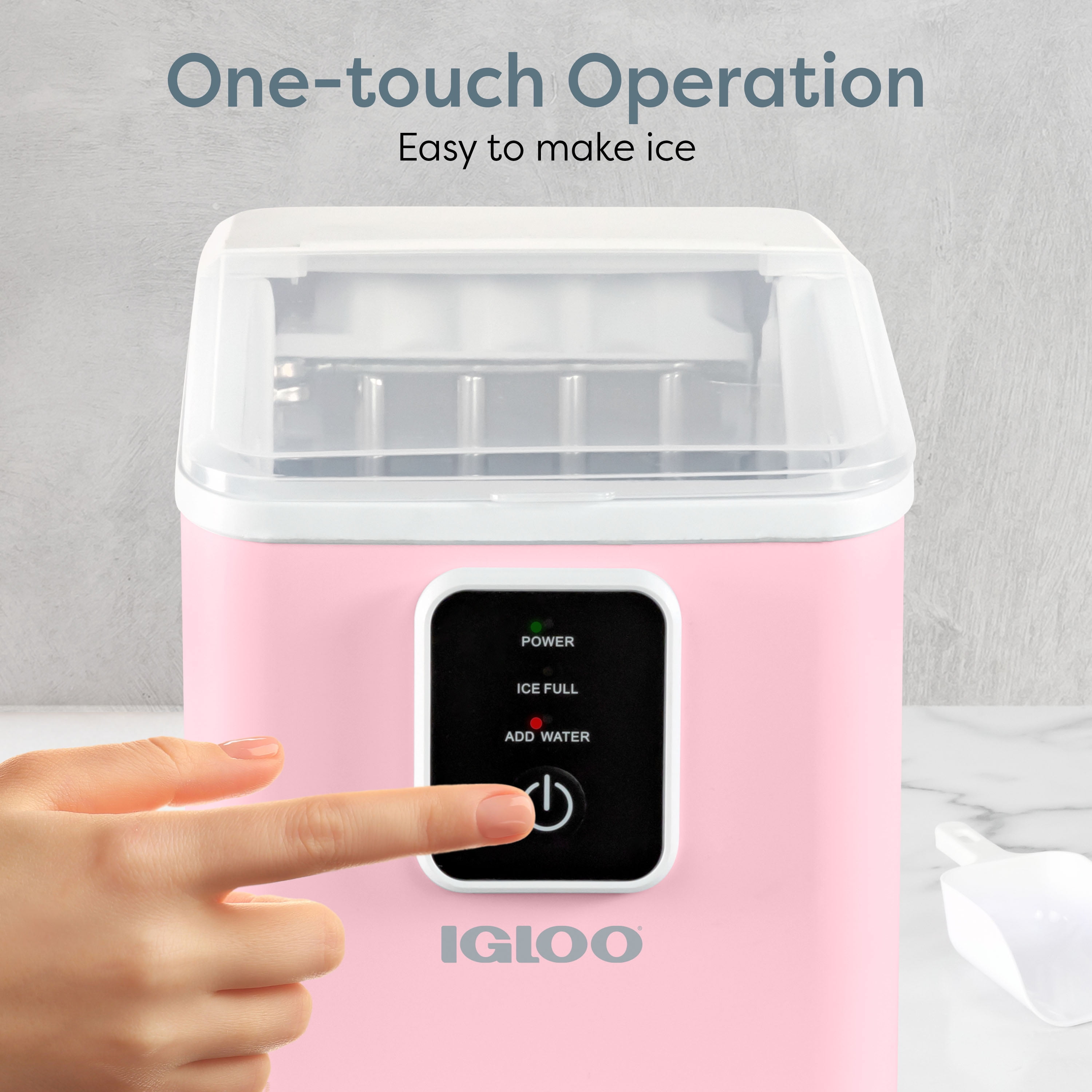 Igloo Countertop Ice Maker, Automatic Self-Cleaning Ice Maker Machine with Ice Basket and Scoop, Pink