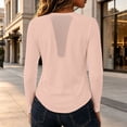 thumbnail image 6 of Women Solid High‑Stretch Yoga Top, Breathable Long Sleeve Workout Shirt with Mesh Back, Slim Fit Sports Pullover for Running Gym Training Pink XL(XL), 6 of 9