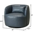 thumbnail image 2 of 34" Wide Swivel Faux Leather Armchair No Assembly Upholstered PU Leather Swivel Accent Chairs with Toss Pillow for Living Room Office Lounge (Navy, Single), 2 of 15