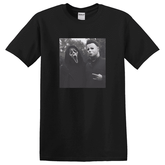 Ghost Face Heart Hands Horror Movie Inspired Graphic T-Shirt