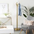 thumbnail image 2 of DecMode 15" x 69" Gold Aluminum Metal Sleek 4 Hook Coat Rack, 1-Piece, 2 of 13