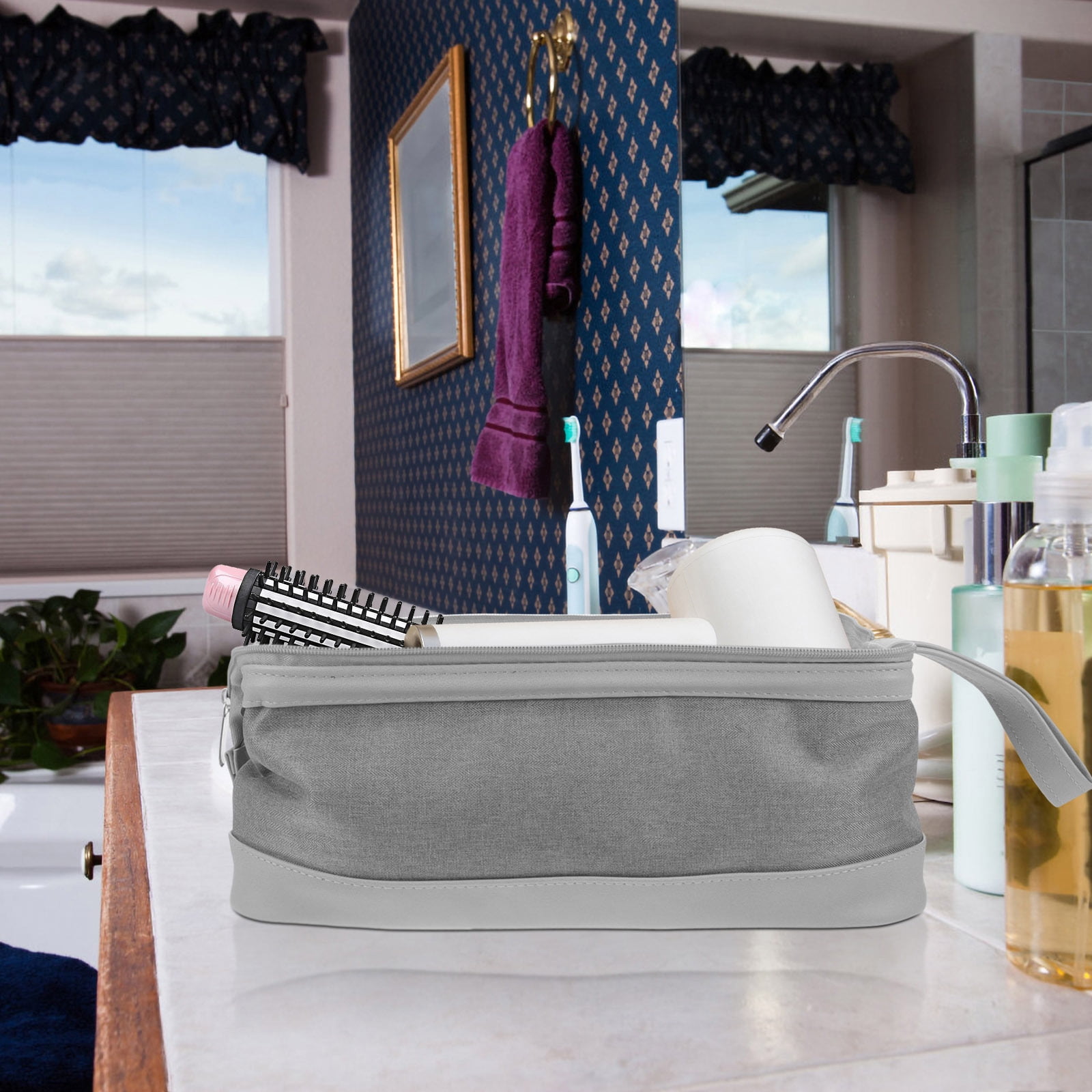 PTOOTP Light Grey Hair Dryer Case Travel Storage Bag with Scratch Resistant Protection and Portable Design