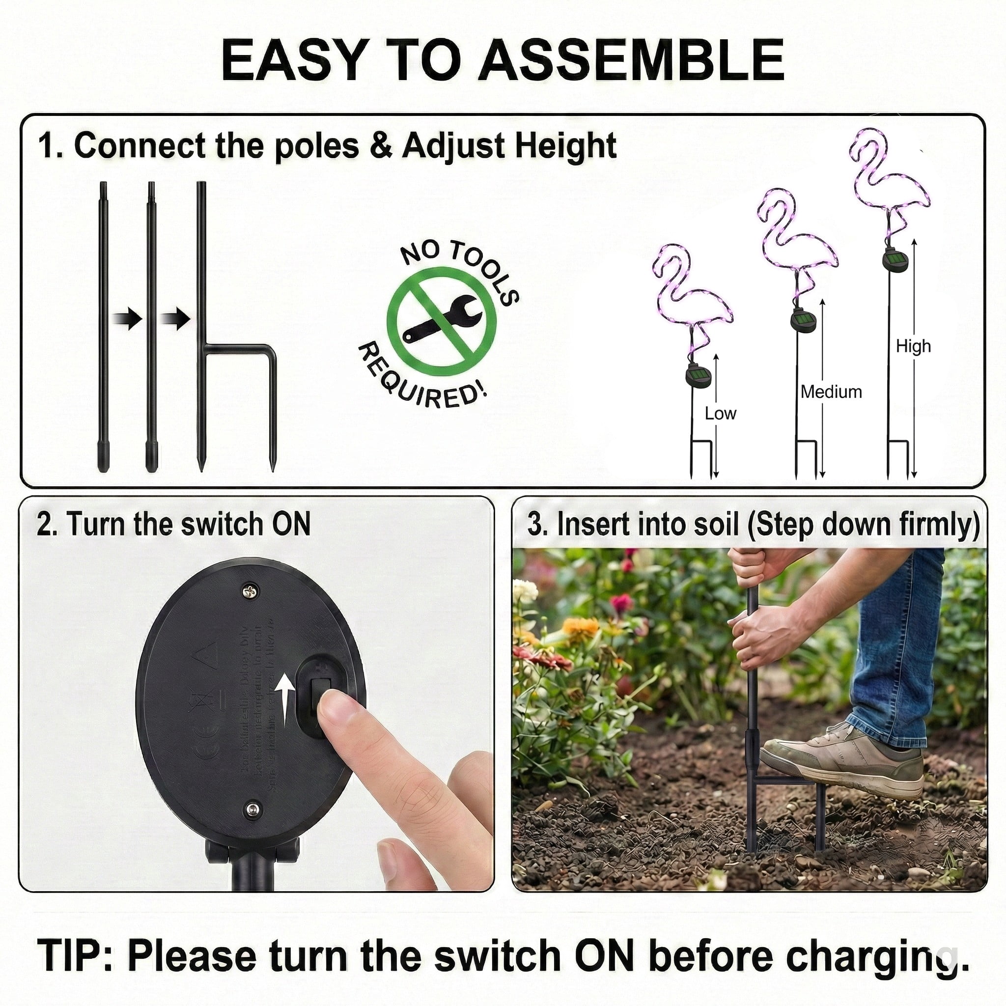Outdoor Solar Powered Led Decorative Garden Stake Light - 2 Pack Pink Flamingo