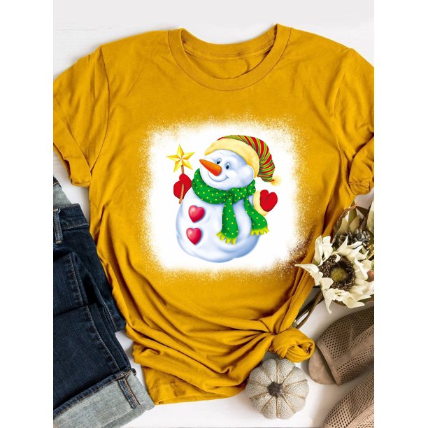 Camiseta con estampado de muñeco de nieve y teñido anudado a la moda Tmvgtek Para estrenar