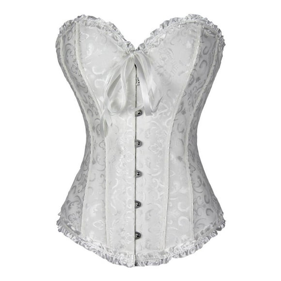 Ropa de travestismo Talla masculina a femenina Bustier Espalda Lencería Floral Tallas grandes Blanco XL