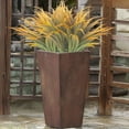 thumbnail image 2 of 6 Bundle Artificial Fall Fake Grass Plants Faux Greenery Plastic Plant Outdoor UV Resistant Shrubs for Garden Porch Window Box Decor (Green Orange), 2 of 5