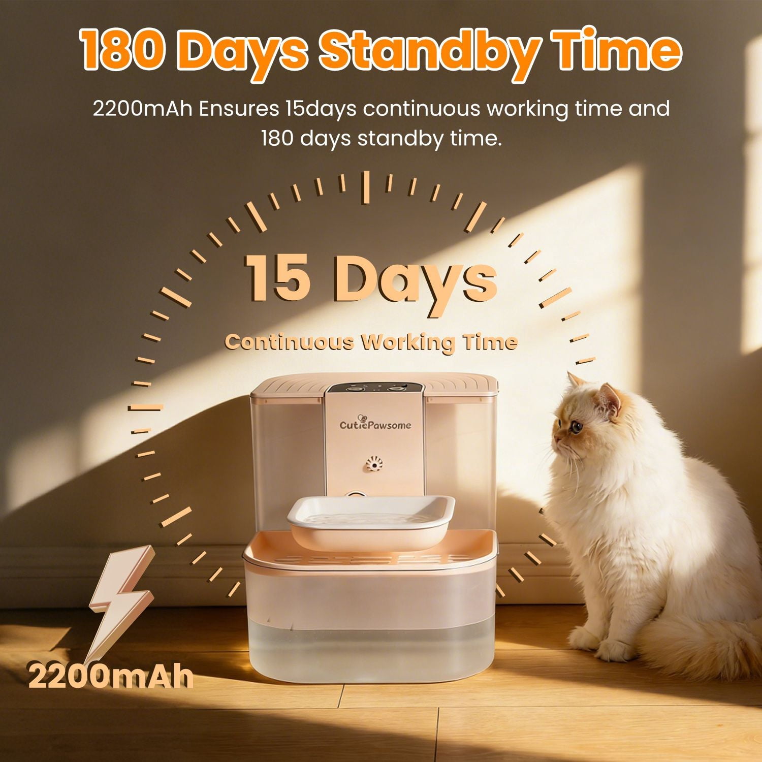 4.5L Cordless Smart Pet Water Fountain Automatic Cat Dog Water Dispenser Rechargeable Dual-Tank with Remote Control 3 Volume & 3 Timer Settings  RLB