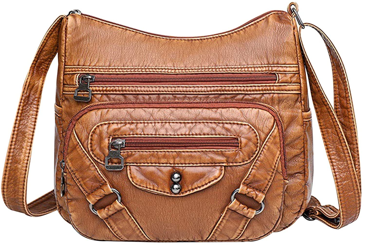 Women Multi-pocket Crossbody Sling Bag Leather Vintage Shoulder Shopping Handbag 