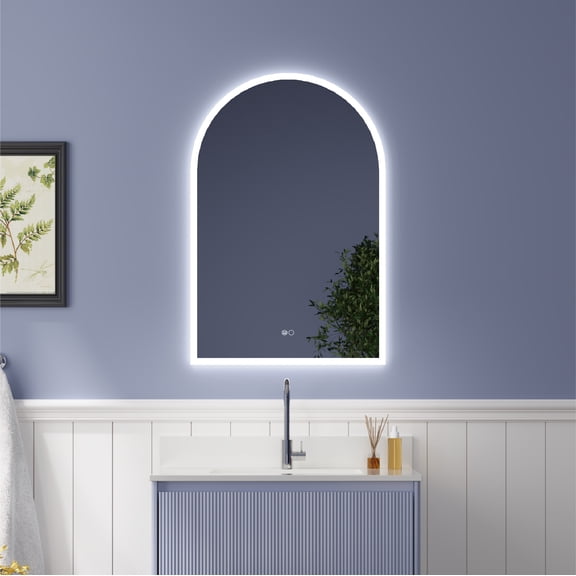 FORCLOVER 24"x36" Arched LED Bathroom Mirror with Front and Backlight, Bathroom Mirror with Lights-Anti-Fog, Dimmable-LED Mirror for Bathroom,UL Listed