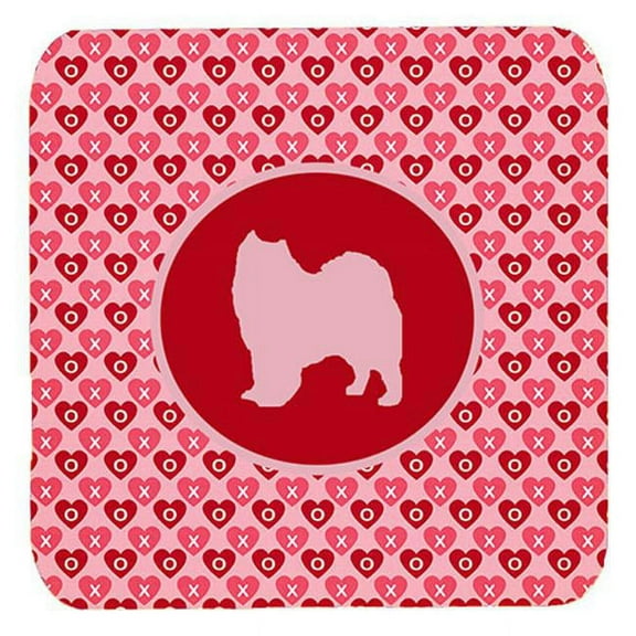 Samoyed Valentine Hearts Foam Coasters - Set 4, 3.5 x 3.5 In.