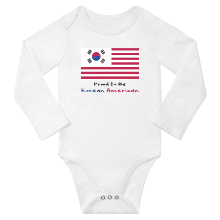 

Proud to be Korean American Baby Long Slevve Bodysuit Outfits (White 6-12 Months)