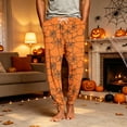 thumbnail image 4 of Domuza Halloween Pajama Pants for Men Casual Stretch Waist Drawstring Jogger Pj Pants Novelty Spooky Print Comfy Soft Lounge Sleepwear Orange XL, 4 of 6