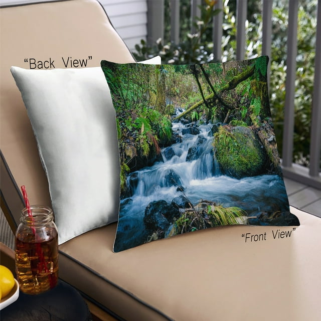 Ahgly Company Earth Waterfall Coussin Décoratif d'Extérieur, 18 Po X 18 Po