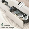 thumbnail image 6 of Breltam King Size Upholstered Platform Bed Frame with 4 Storage Drawers and Vertical Linen Wingback Channel Tufted Headboard, 6 of 9