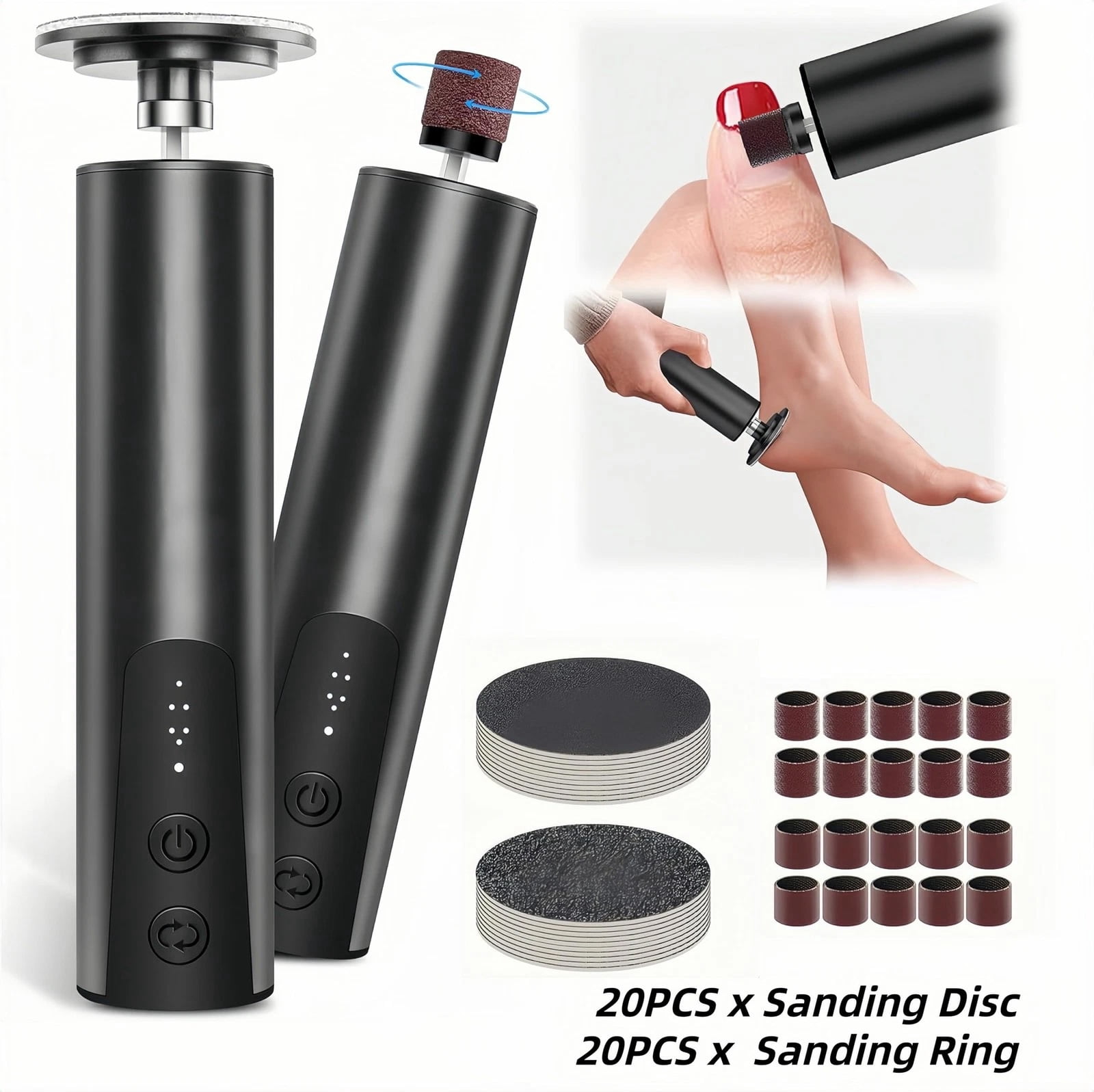 Electric Foot Callus Remover, 2-in-1 Foot File Grinder Nail Sander Tool