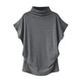thumbnail image 1 of Blouse Décontractée en Coton à Manches Courtes Col Roulé pour Femmes, T-shirt Grande Taille, 1 of 4