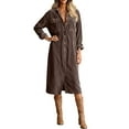thumbnail image 7 of Women's Spring Corduroy Button Down Shirt Dress, Long Sleeve Lapel Midi Dress, Casual Loose Everyday Dress, 7 of 7
