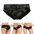 thumbnail image 2 of Women Faux Leather Skinny Shorts Raves Dance Parties Bottoms Low Waist Shining Glossy Wetlook Booty Shorts Hot Pant, 2 of 9