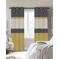 thumbnail image 3 of Yellow Morocco Blackout Curtains, Light Blocking Print Window Curtains, Geometric Grey Stripes Modern Thermal Insulated Window Drapes for Living Room Kitchen Cafe 2 Panels, 84"W x 63"L, 3 of 9