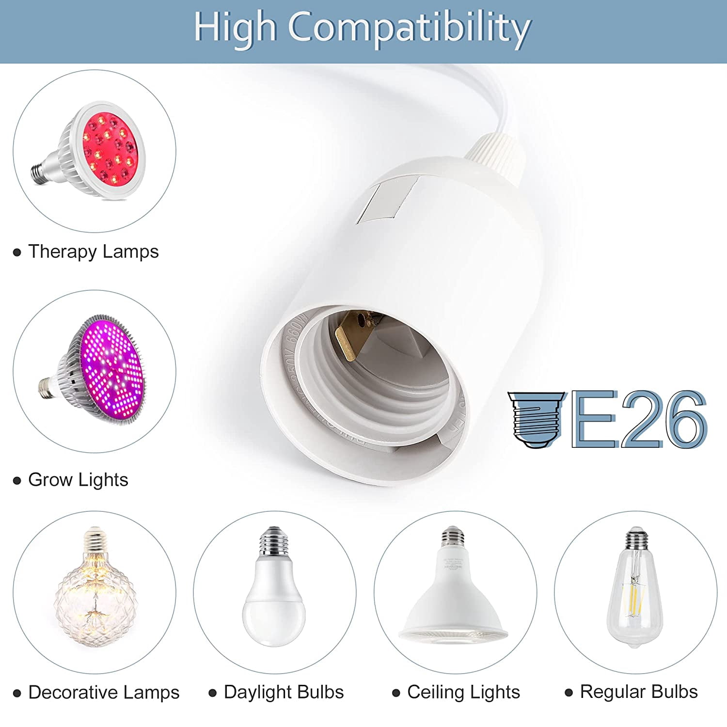 Extension Hanging Lantern Cord Cable 2-Pack 15Ft UL 360W with E26 E27 Socket On/Off Button Pendant Lighting