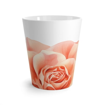 

Latte Mug Coral Rose Flower Watercolor